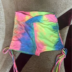 Scrunch butt tie dye spandex with ties on sides